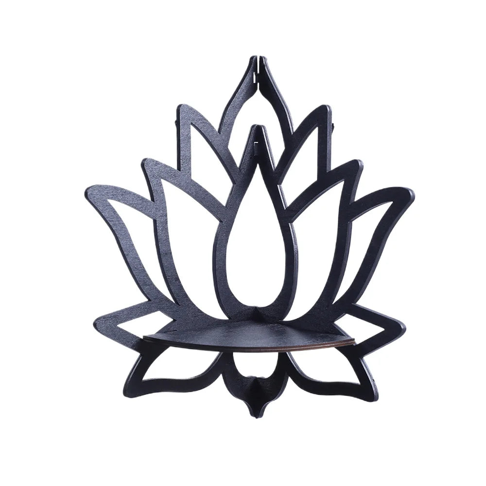 Elegant Wooden Lotus Display Shelf