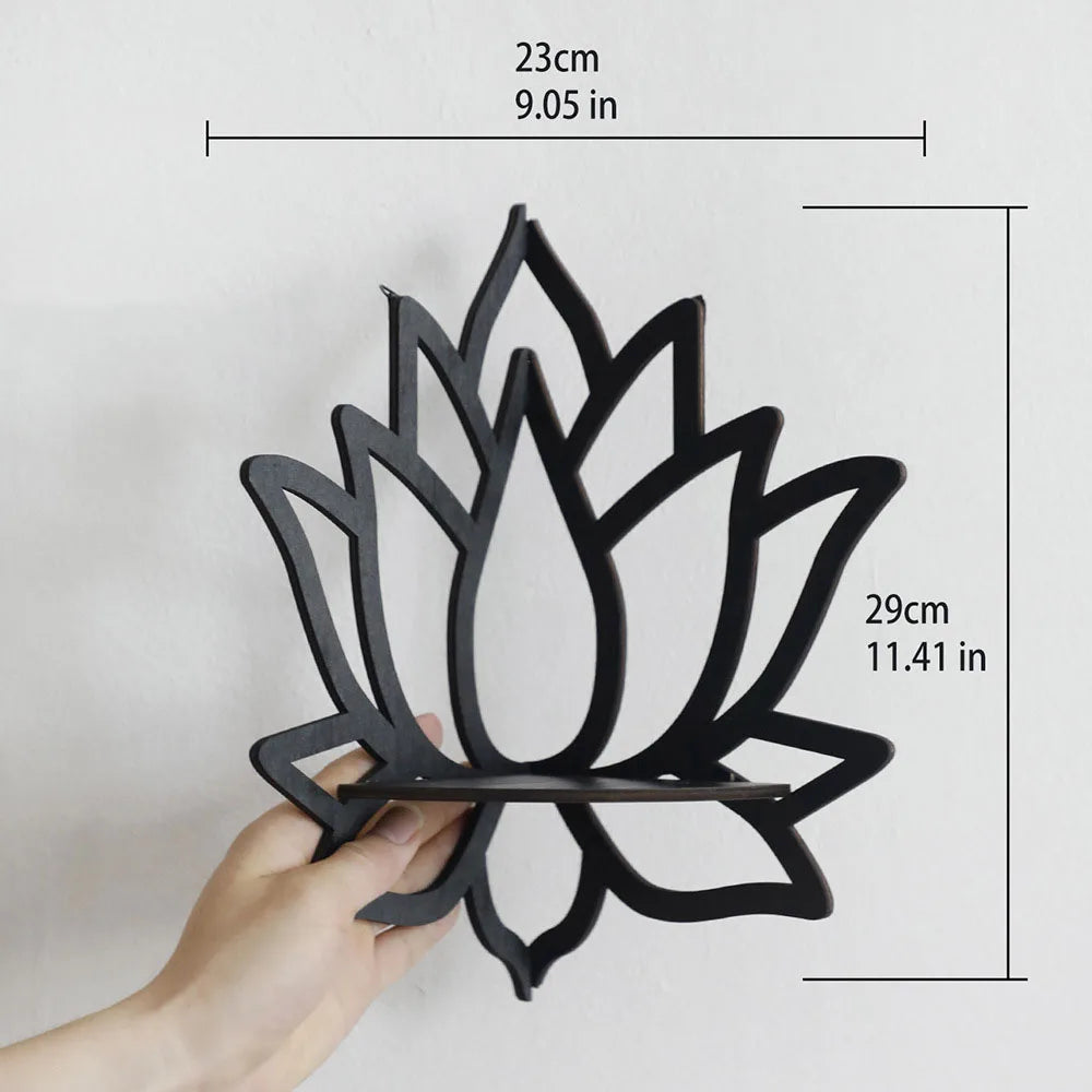 Elegant Wooden Lotus Display Shelf