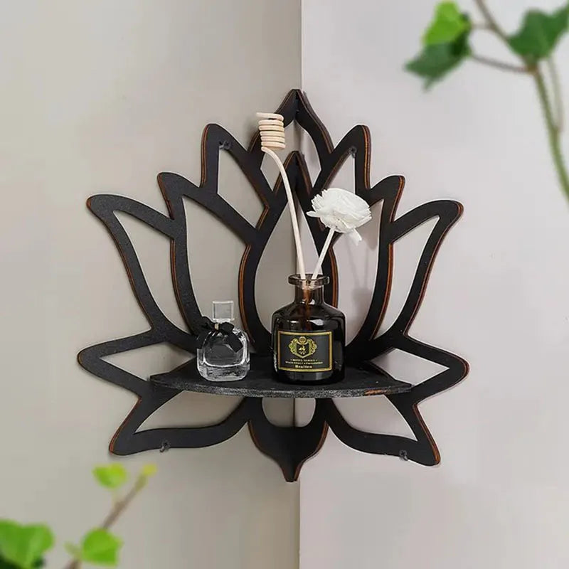 Elegant Wooden Lotus Display Shelf