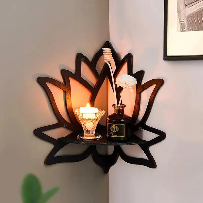 Elegant Wooden Lotus Display Shelf