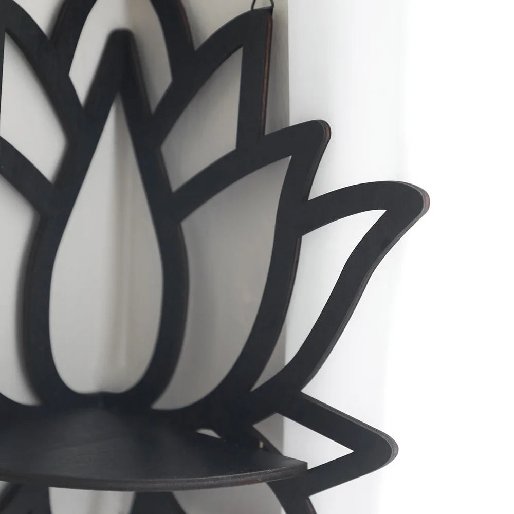 Elegant Wooden Lotus Display Shelf