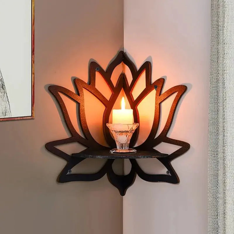 Elegant Wooden Lotus Display Shelf