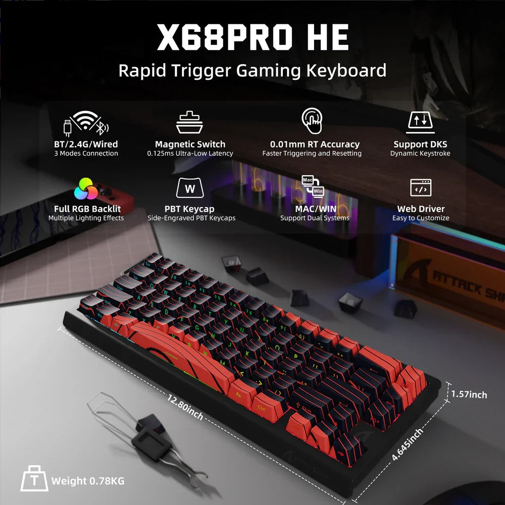 Ultra-Responsive Hall Effect Gaming Keyboard