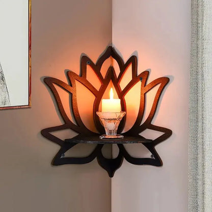 Elegant Wooden Lotus Display Shelf